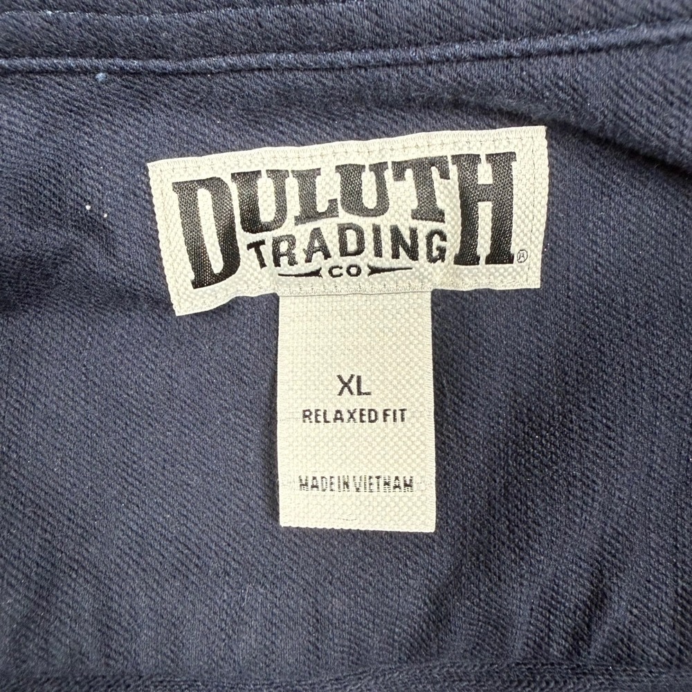 Duluth Trading Co Mens XL Relaxed Fit Navy Blue Long Sleeve Button Down Shirt